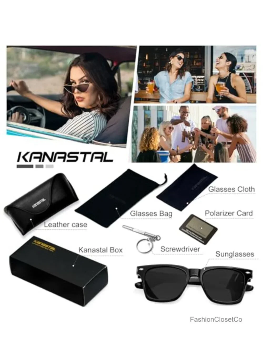 Square Polarized Sunglasses UV400 Acetate TR90 Frame Unisex Driving